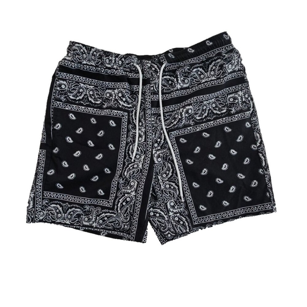 Handkerchief Shorts Men's M (32-34) Black Drawstring Elastic Waist‎ 6" Inseam